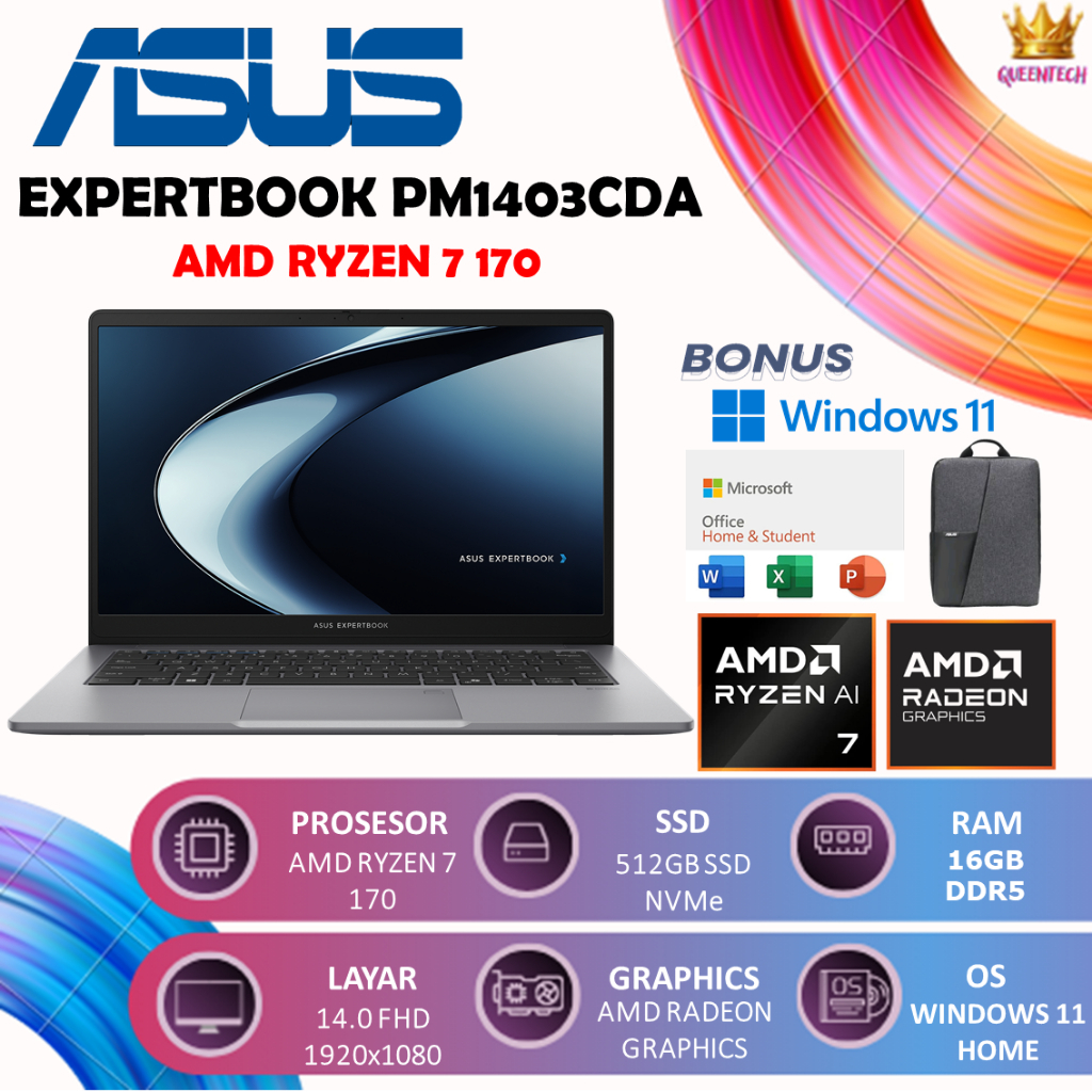 ASUS ExpertBook PM1403CDA Ryzen 7 170 RAM 16GB SSD 512GB 14" FHD Windows 11