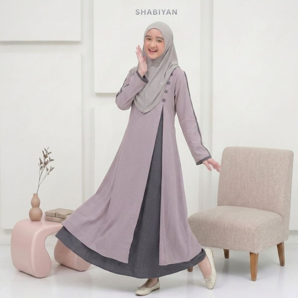 SHABIYAN-640 Gamis Anak Remaja Perempuan Tanggung Umur 11-16 Tahun