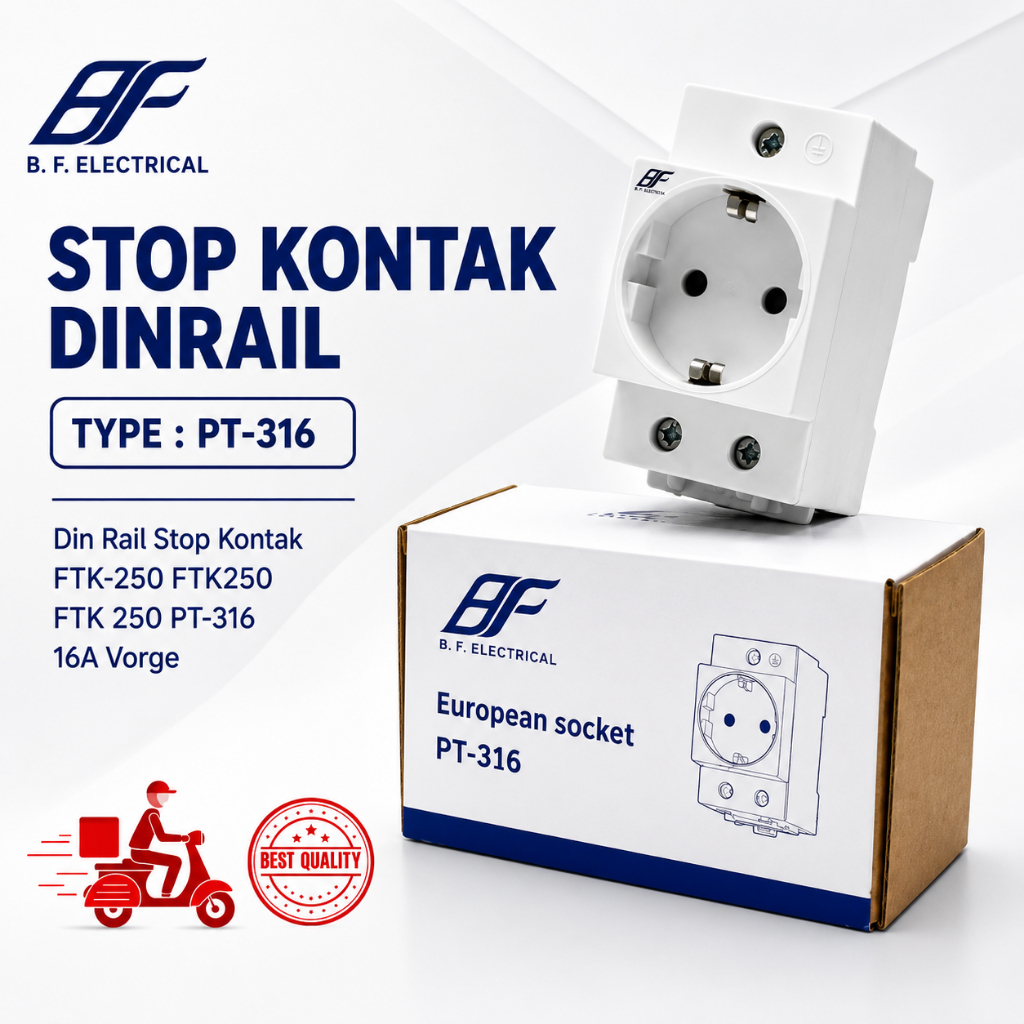 Stop Kontak DIN Rail FTK-250 / PT-316 16A 250V AC | Stop Kontak DIN Rail