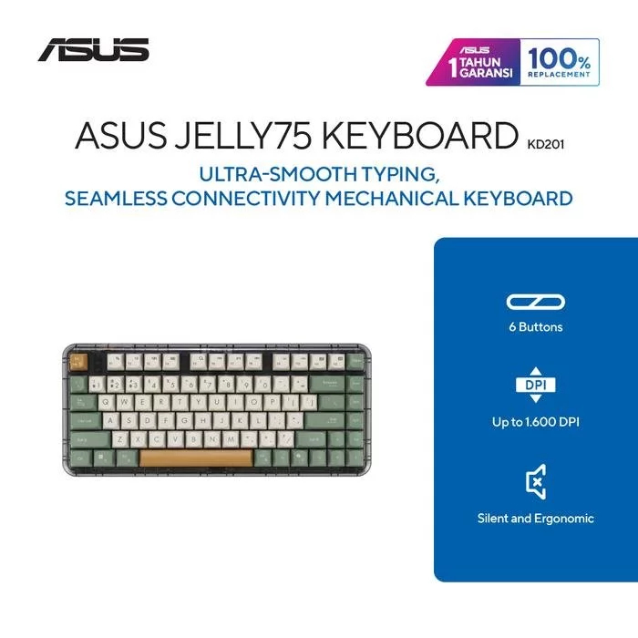 ASUS Jelly75 Mechanical Keyboard Wireless Bluetooth for Laptop, PC, Tablet Rechargeable KD201