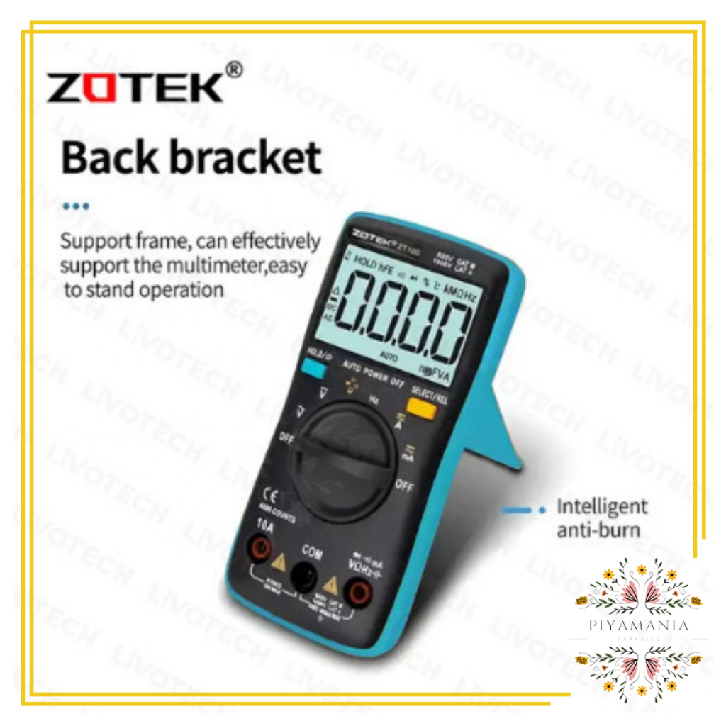 PIYAMANIA Multimeter Digital Avometer Multi Tester AC DC ZT100 Zotek ZT100