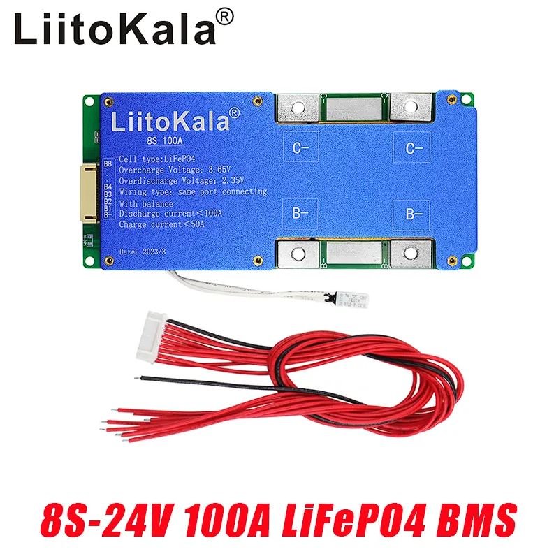Liitokala BMS Lifepo4 8s 24v 100a
