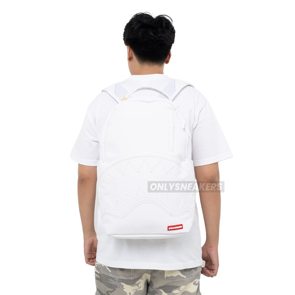 SPRAYGROUND WHITE SHARK DLXSV WHITE BACKPACK