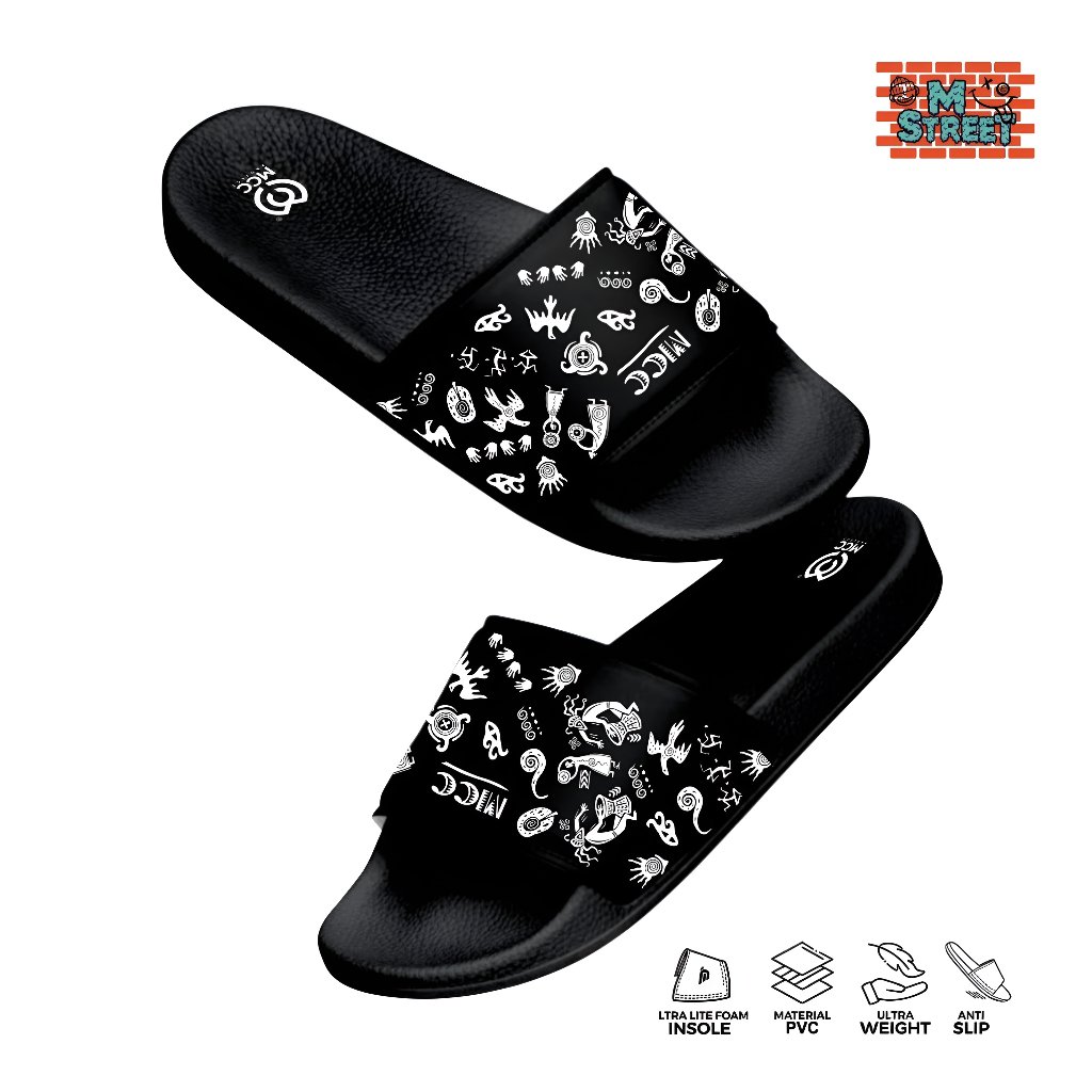 M STREET Sandal Slop Slip On Distro Casual Pria Wanita Dewasa Afrika Dance Size 37-43