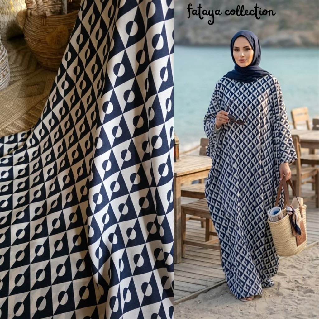 Fataya Collection KOERRO Kaftan Monochrome - Kain Crepe