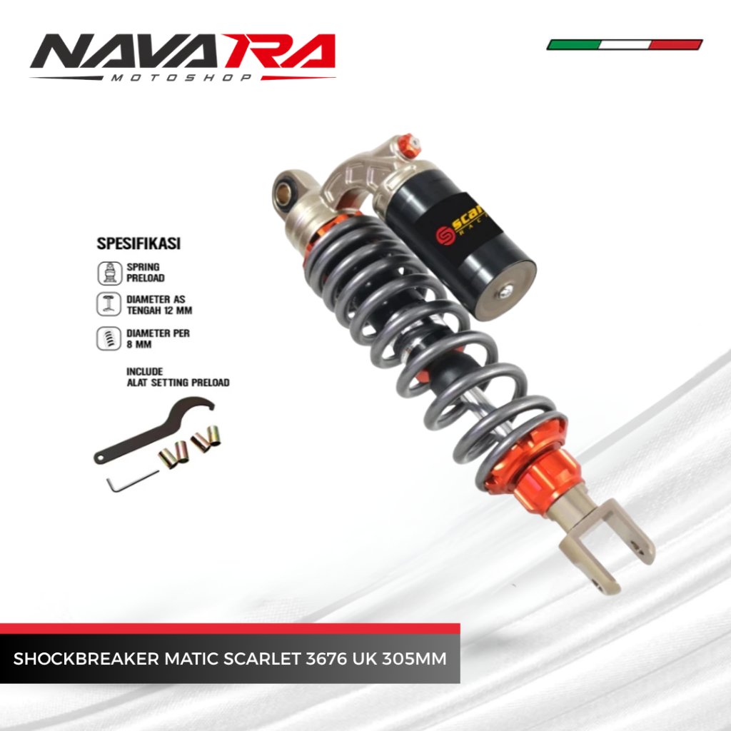 Shockbreaker Matic Tabung Atas Scarlet Racing 3676 Ukuran 305mm