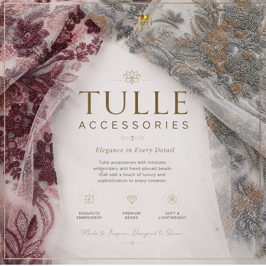 Tulle Full Accesories / Tulle Payet Mewah / Bahan Gaun Pengantin Kebaya / Tile Payet Sequin