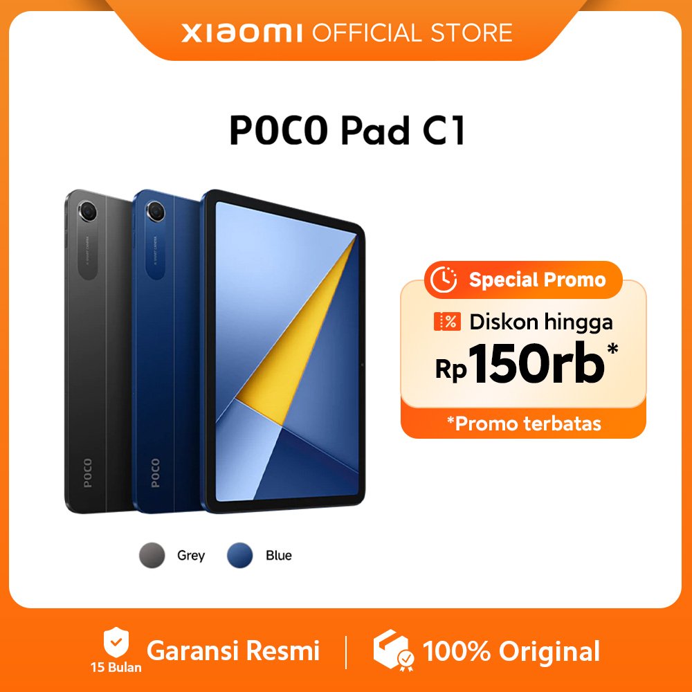 POCO Pad C1 (4GB/64GB) | 9.7" 2K 120Hz layar super-jernih | Baterai besar 7600mAh (typ) | Snapdragon