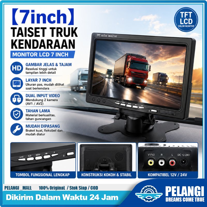 LCD TFT Monitor Kamera Parkir Mobil TFT LCD 7 Inch Monitor Mobil