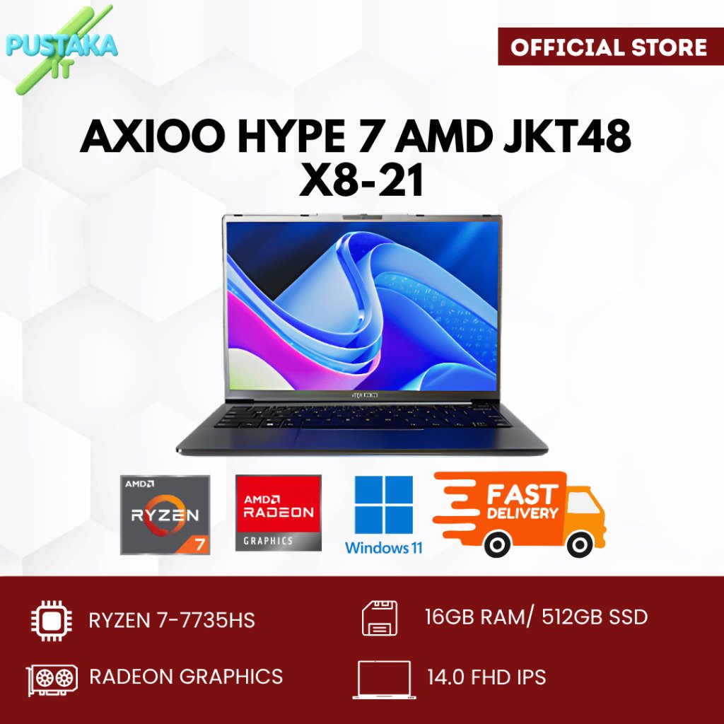 LAPTOP AXIOO HYPE 7 AMD JKT48 X8-21 RYZEN 7 7735HS RAM 16GB SSD 512GB W11 14.0FHD IPS BLIT GRY