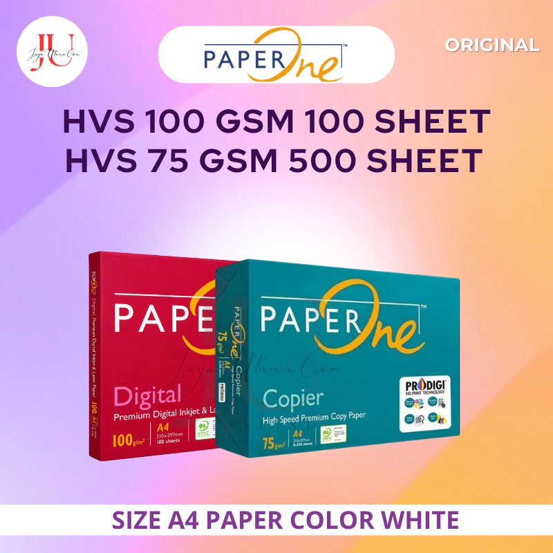 PAPERONE Hvs A4 100 Gsm Isi 100 Lembar / Hvs A4 75gsm 1 Rim