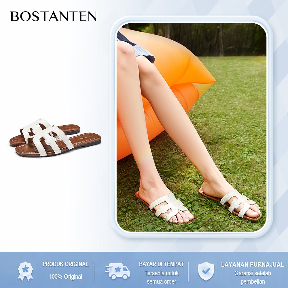 BOSTANTEN Volcano Flat Sandal Wanita H Strap Premium Casual Elegan Sendal Slide Nyaman Untuk Harian