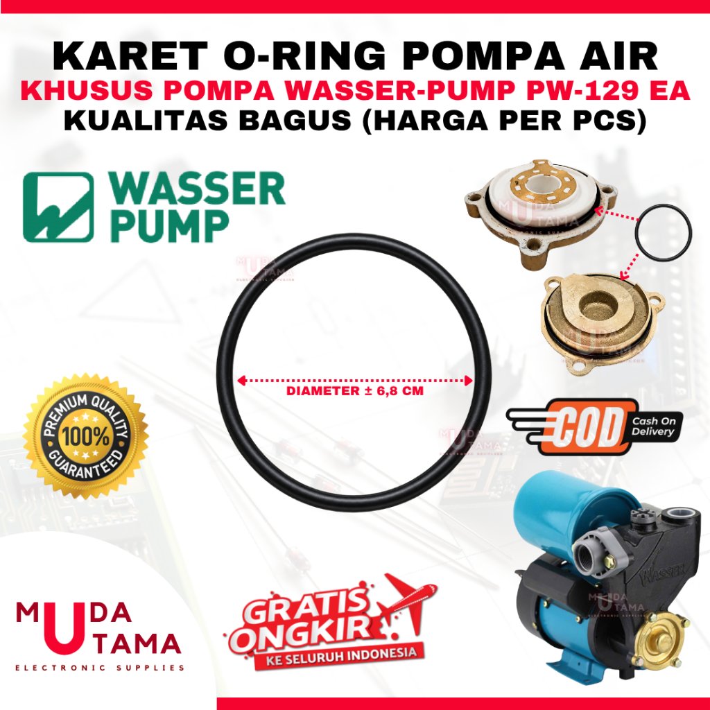 SEAL O-RING IMPELLER POMPA AIR WASSER PUMP PW129EA PW 129 EA - KARET SEAL POMPA AIR WASSER PW 129EA 