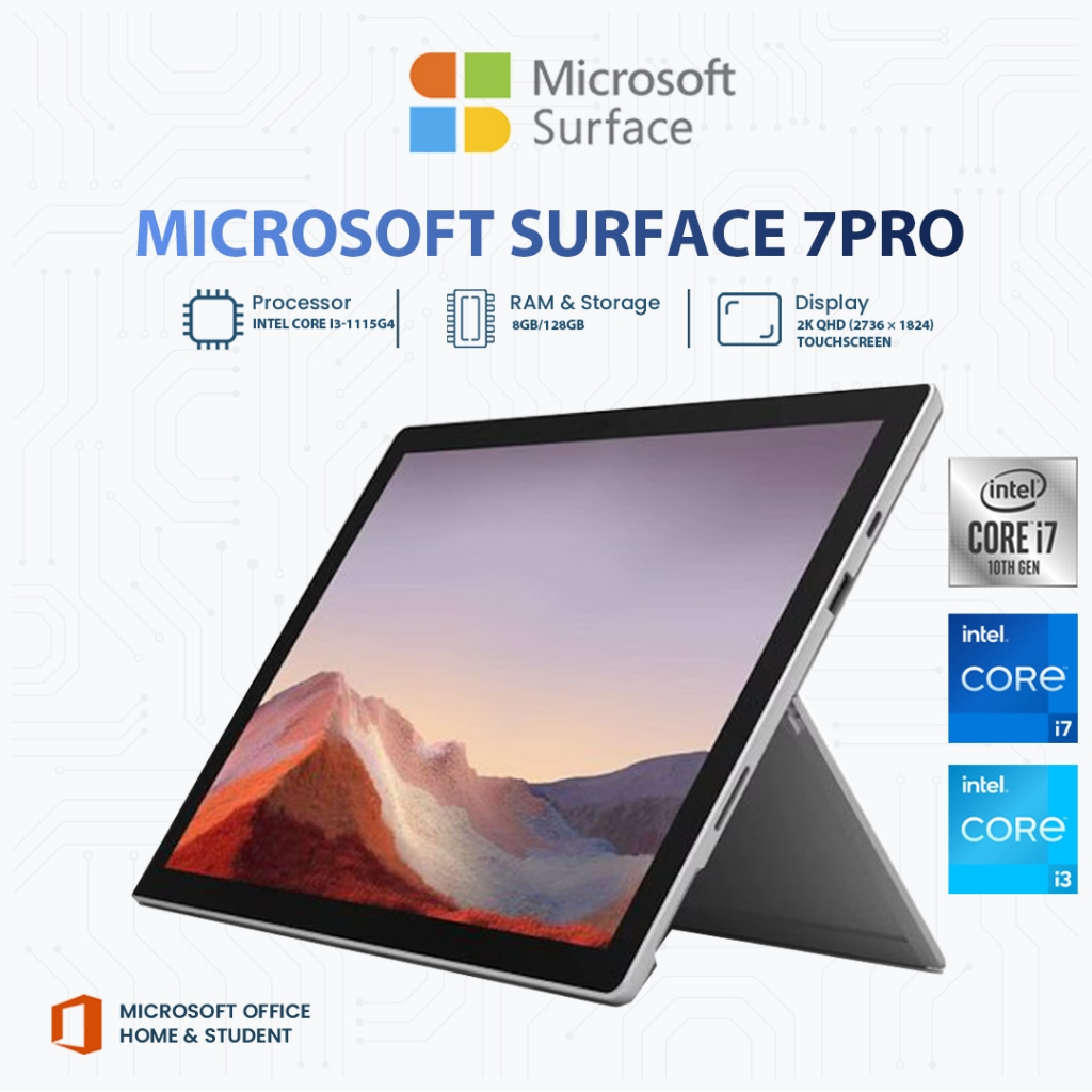 Microsoft Surface Pro 7 | Intel Core i7-1065G7 | RAM 16GB | SSD 512GB–1TB | 12.3” PixelSense 2K Touc