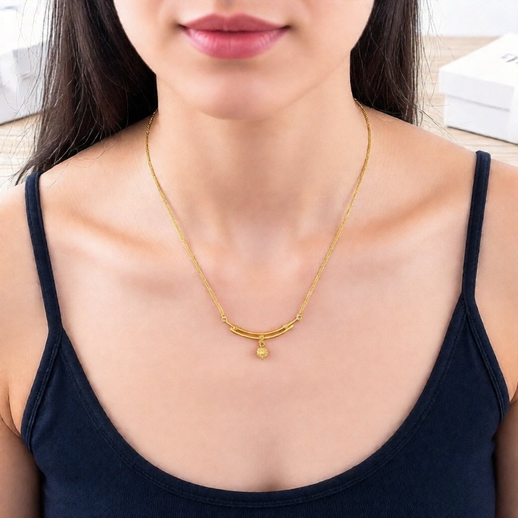 Kalung Bambu Dua Lapis Emas 24Krt Kalung Wanita Replika Perhiasan Premium