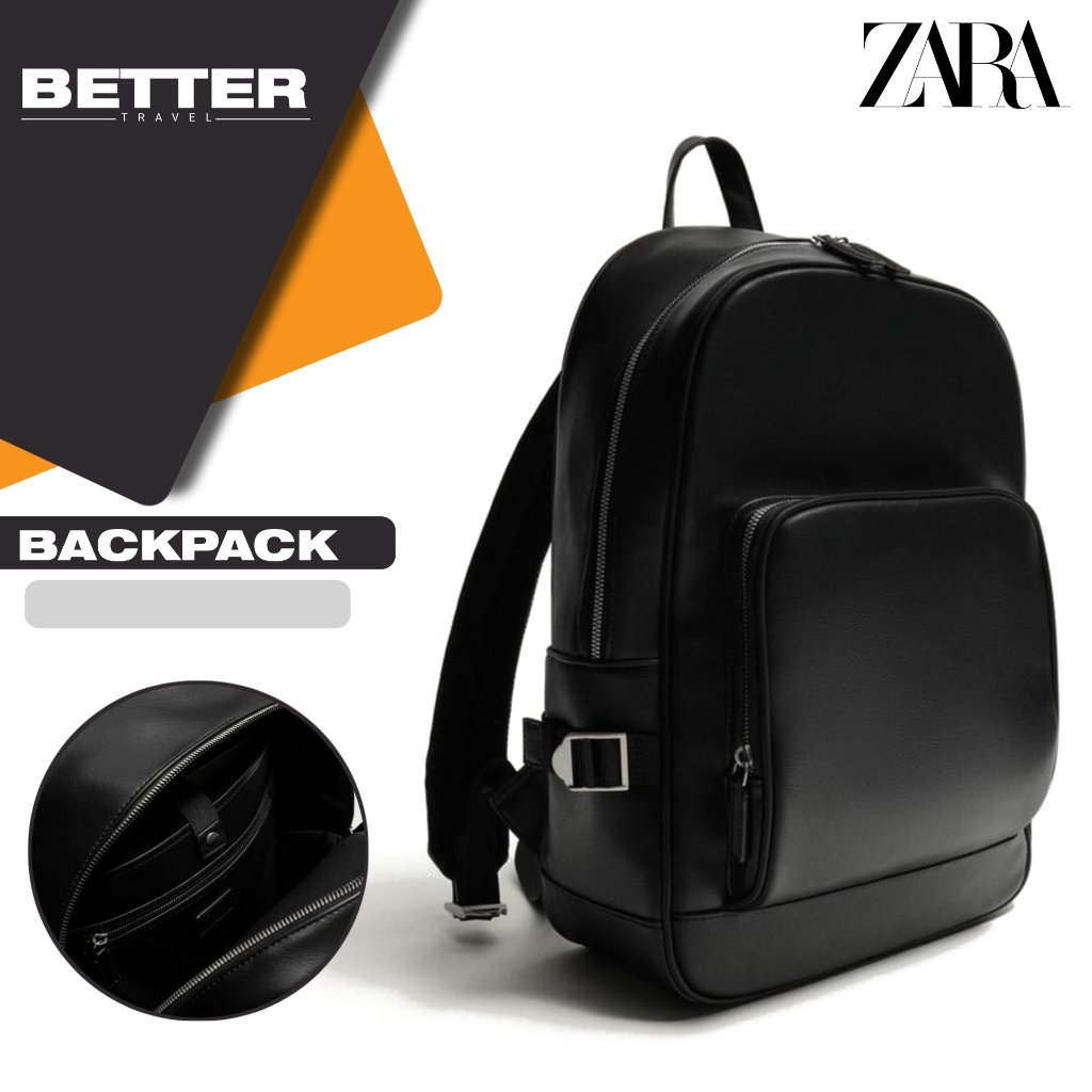 Ransel pria casual formal kantor ZARA tas backpack black kuliah sekolah