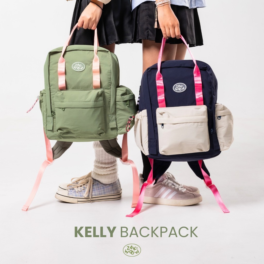 Promo Akhir Tahun - Zakwoowstyle Kely 2.0 Backpack Unisex Muat Laptop 14 Inch | Tas Ransel Kuliah Ke