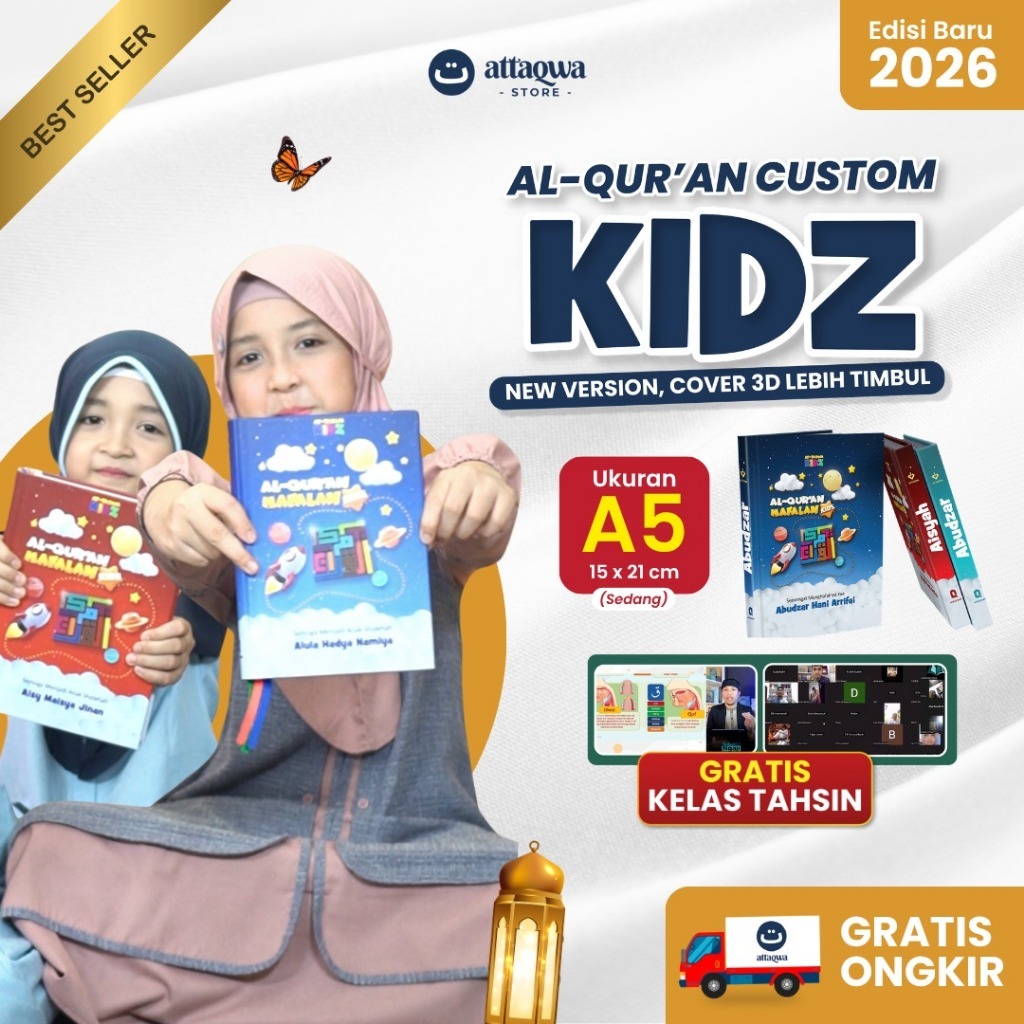 Al Quran Anak Kidz 3D Ukuran A5 | Custom Nama | Tajwid Berwarna