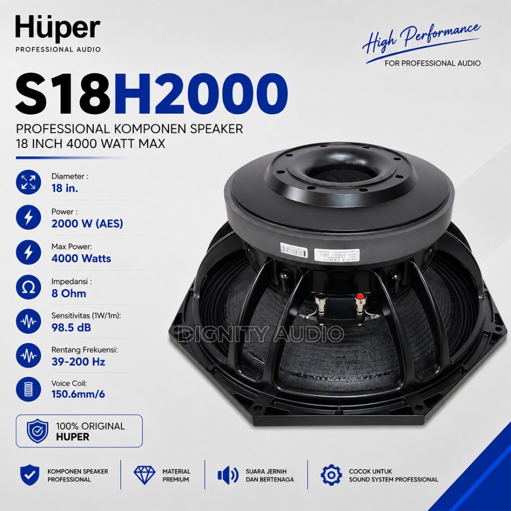 HUPER S18H2000 | S18 H2000 | S18 H 2000 Komponen Speaker 18 Inch Original