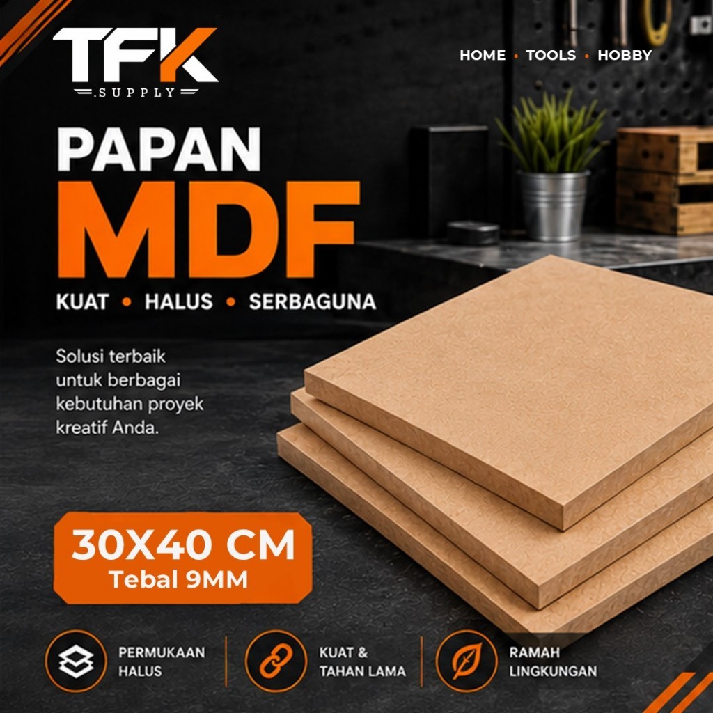 Papan MDF 30x40cm 9mm Cokelat | MDF Board Lembaran untuk DIY, Craft & Furniture