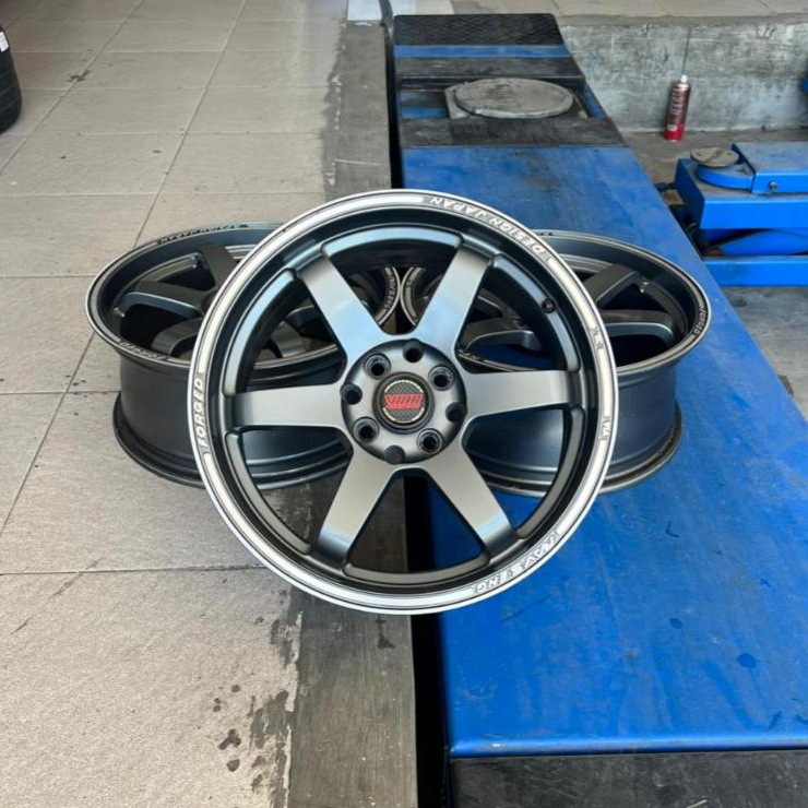 velg mobil bekas VOLK RAYS TE37 R16 LEBAR 7 PCD 4X100 4X114 ET42 GREY POLISH LIKE NEW