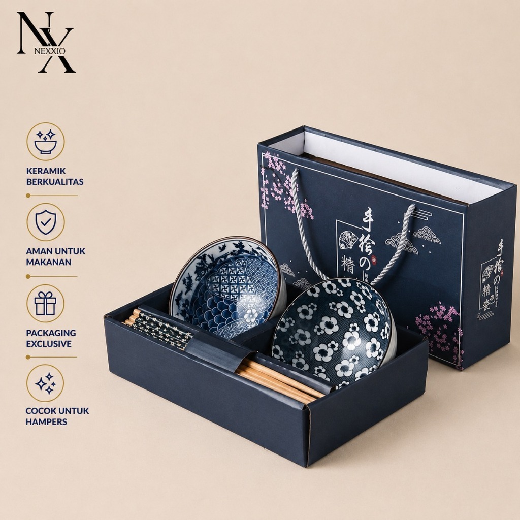 Nexxio Hampers GIFT Box Mangkok Set Premium Peralatan Makan / Hampers Mangkuk Keramik Kotak Hadiah /
