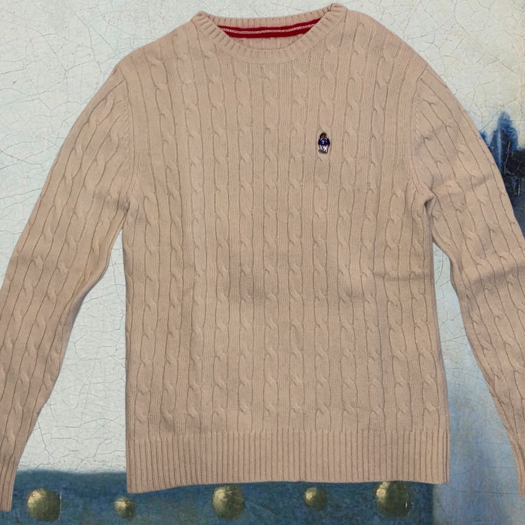 Teenie Weenie Cream Cable Knit Crewneck Sweater Preppy Korean Vintage