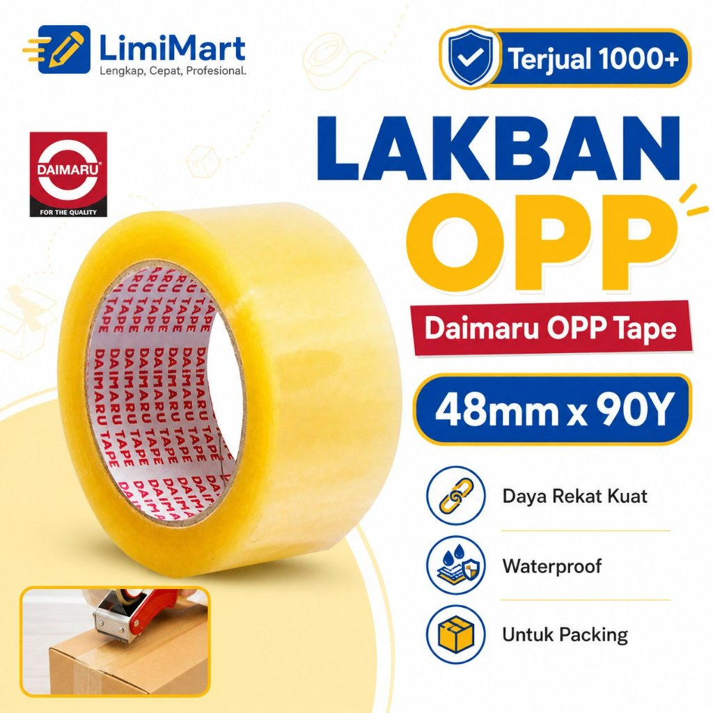 Daimaru OPP Lakban Bening Coklat 48mm x 90 Yard – Lakban Kuat Perekat Karton & Packing – LimiMart