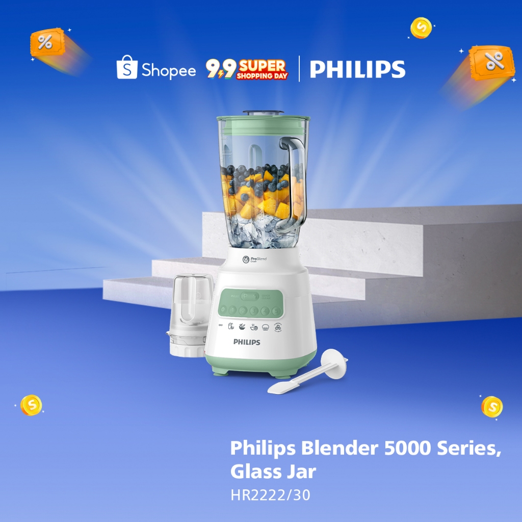 Blender Philips Kaca 2 liter - 5000 Series HR2222/30 - Blender jus - Blender bumbu philips - Dry Mil