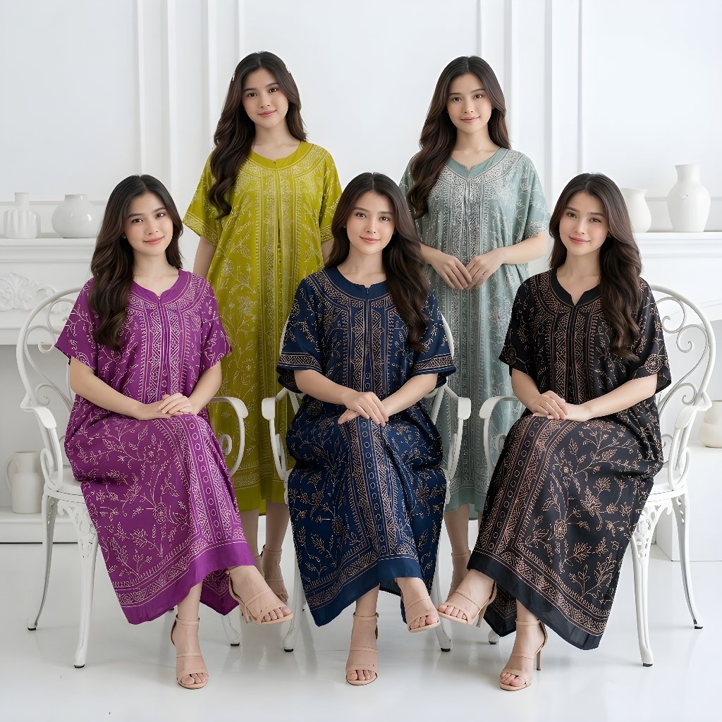 Reva Home Dress Jumbo Rayon Premium Batik Kekinian Baju Tidur Wanita Dewasa Busui Big Size LD 130 cm