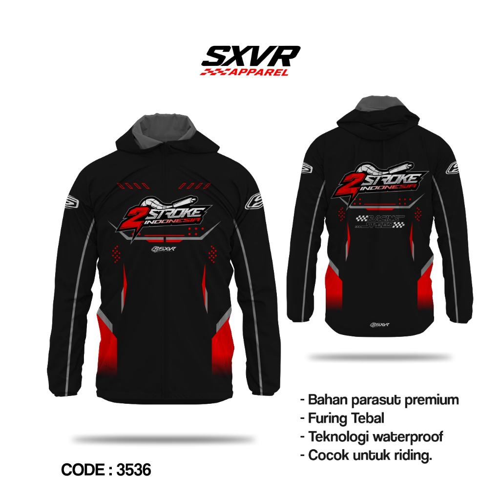 Jaket 2 Stroke racing premium jaket parasut waterproof 2 stroke jaket riding