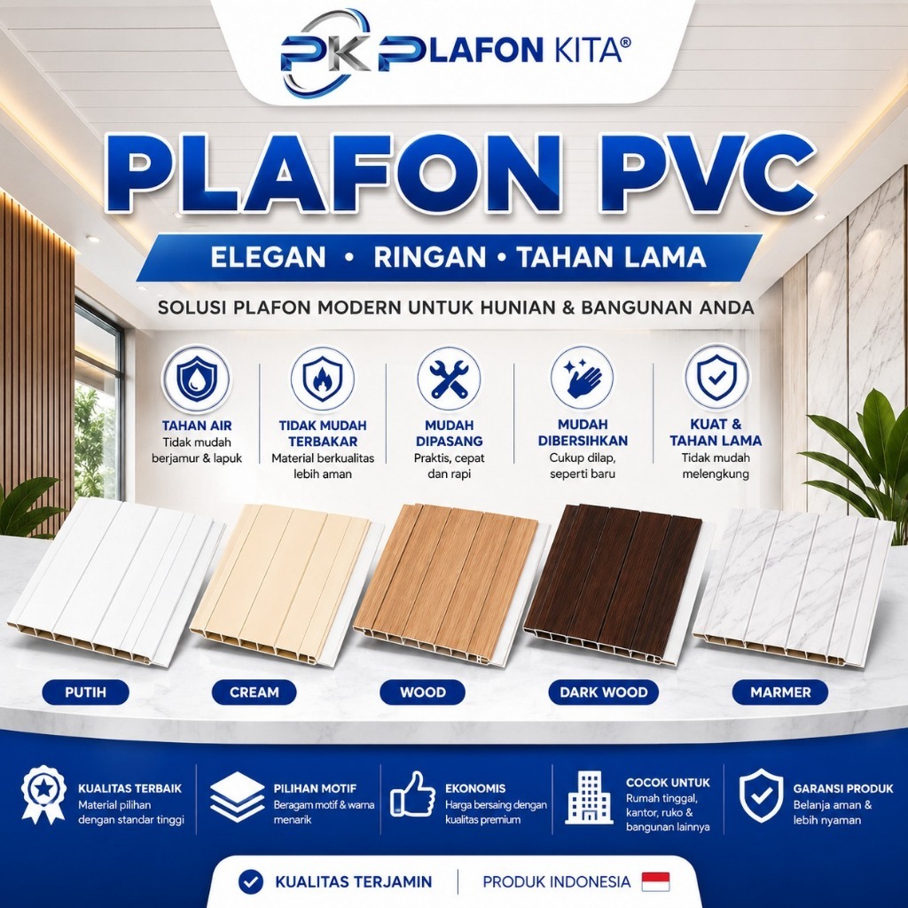 Plafon PVC Motif Kayu / Plafon Dekoratif PVC / Lapisan Laminasi Motif Kayu