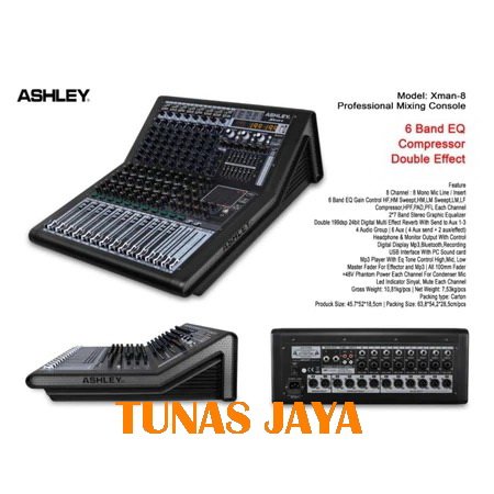 MIXER ASHLEY XMAN-8 MIXER ASHLEY XMAN8  WITH SOUNDCARD ORIGINAL ASHLEY NEW VERSION