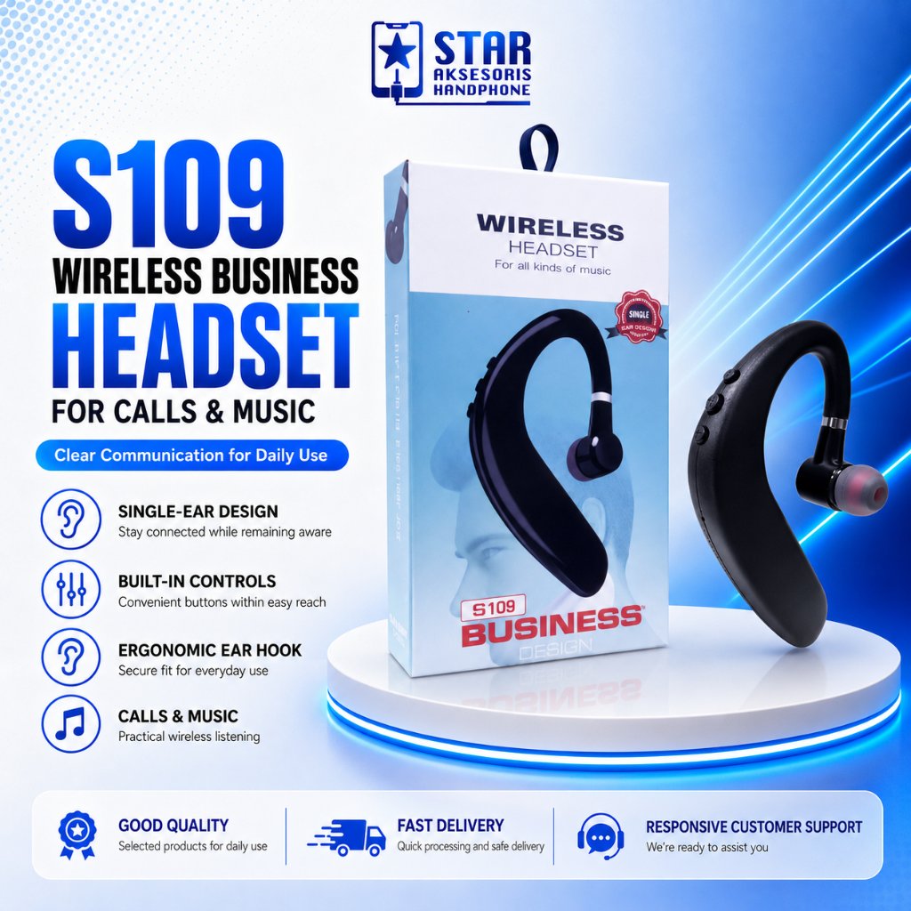 Headset Wireless S109 Earphone Bluetooth Handsfree Bluetooth S109
