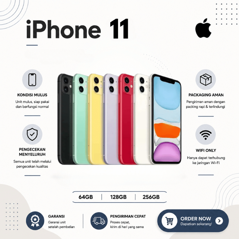 APPLE IPHONE11 64GB/128GB WIFIONLY SECOND IP 11 128GB/64GB INTER SECOND ORIGINAL 100%