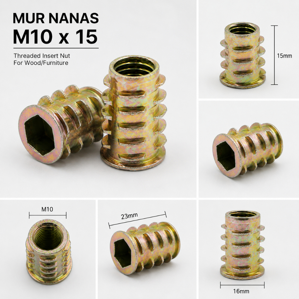 10 Pcs Mur Nanas M10x15 Mur Tanam Insert Mur Tanam