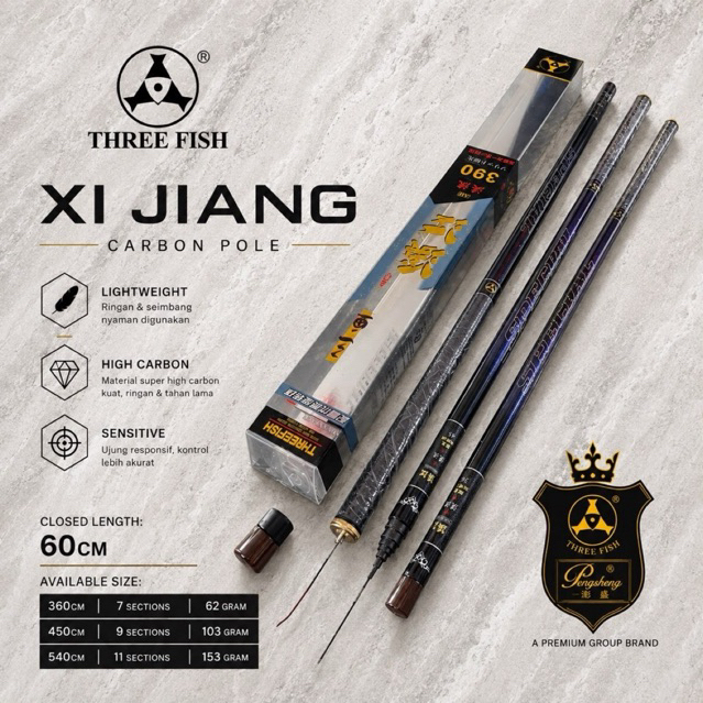 Tegek THREEFISH XI JIANG SPECIAL 450 Cm High Carbon Ringan Kaku