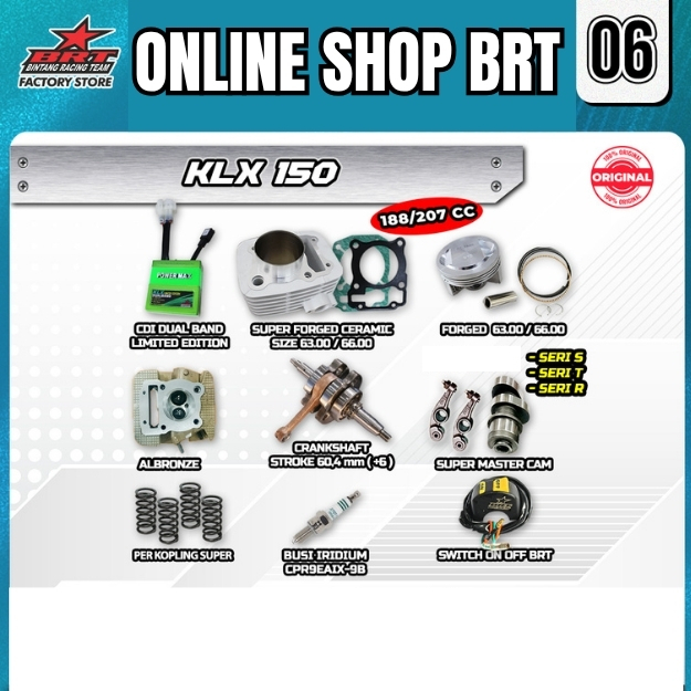 PAKET TRABAS SUPER 6 11 15 20 BRT KLX 150 DTRACKER 150 Paket Bore Up 188CC 207CC