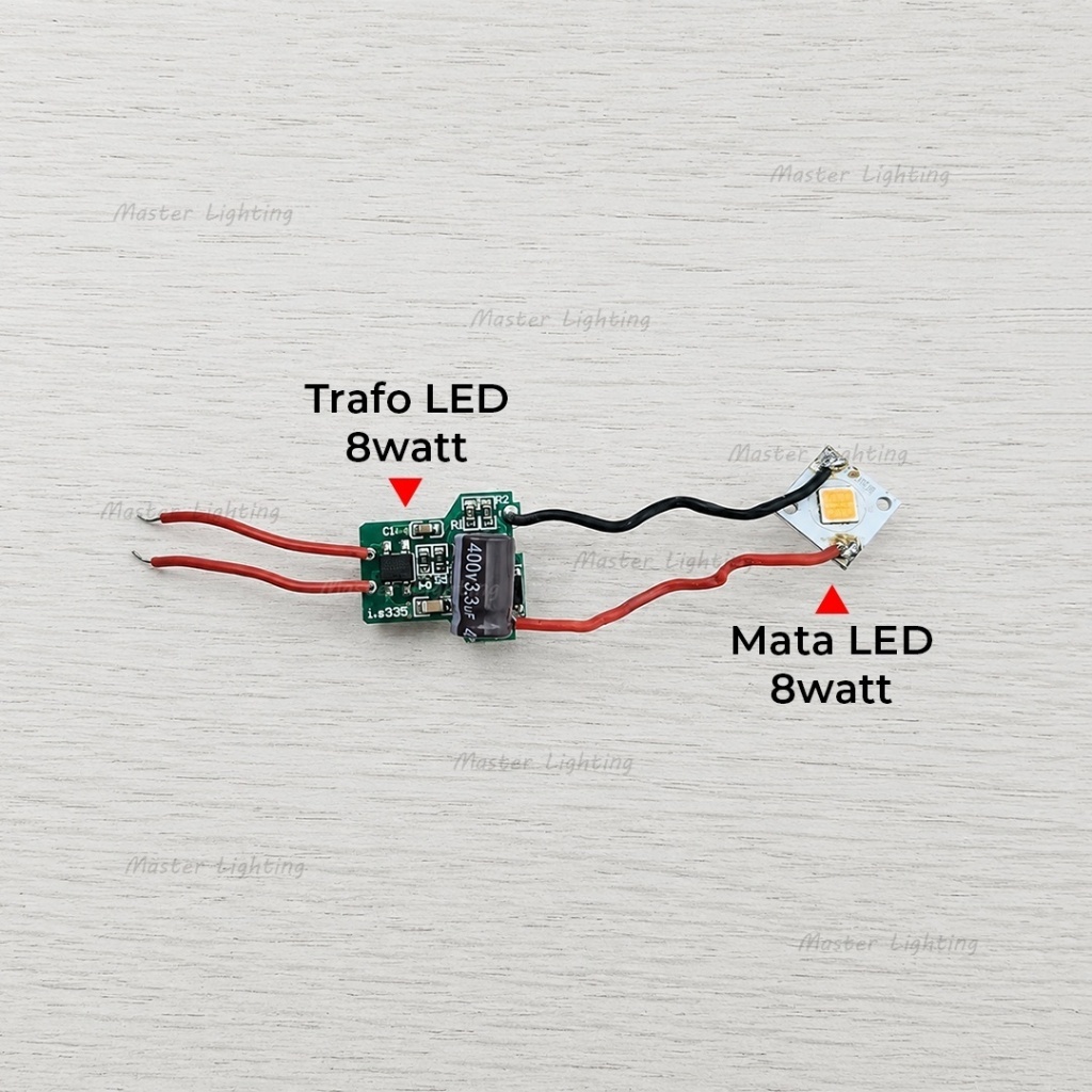 Lampu mata chip led 8w dan trafo led smd dc warm white