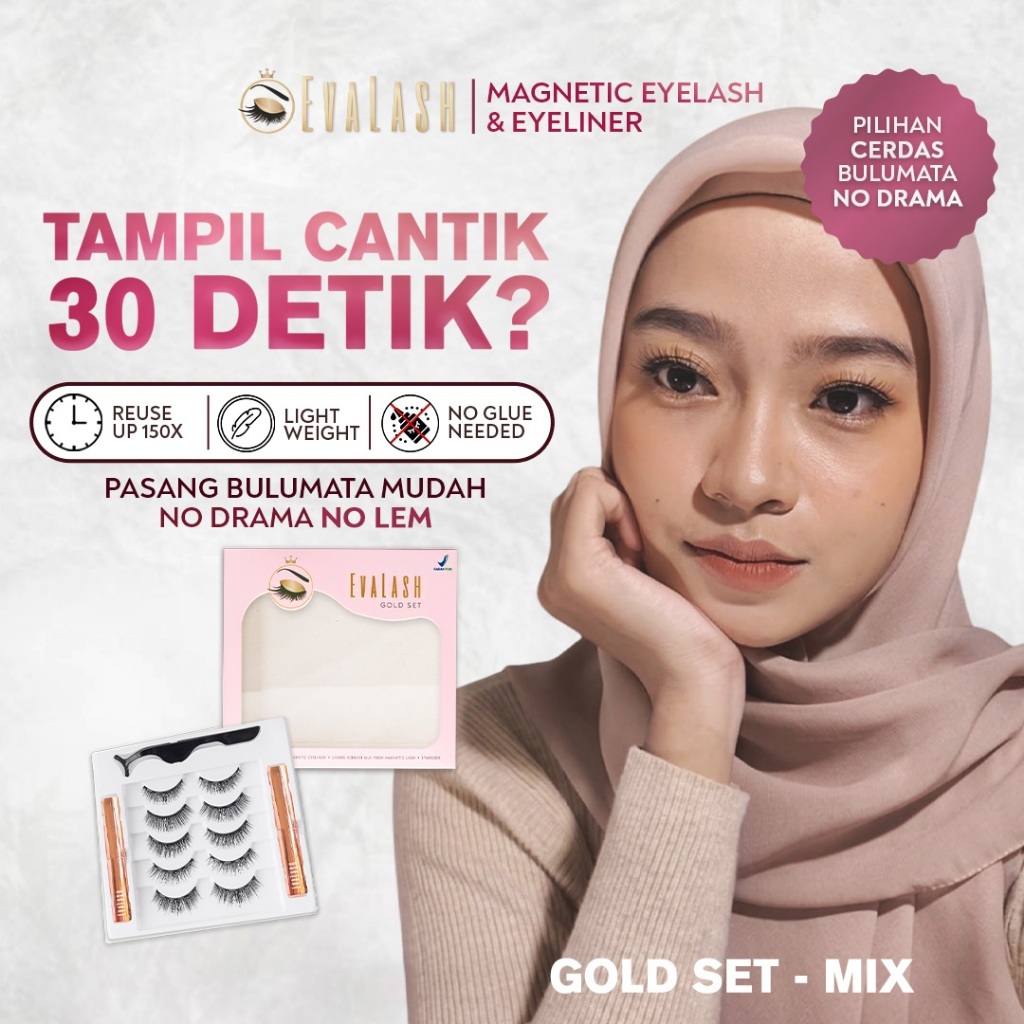 Bulu Mata Evalash 3D Fake Lashes False Beauty Natural Mink HandMade Wanita Eyelashes Eva Lash