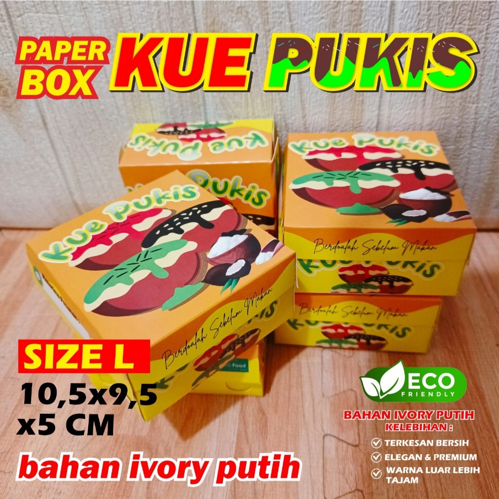 Dus Kue Pukis 100 pcs kemasan kue kotak makanan ivory fullcolour paper lunch box motif