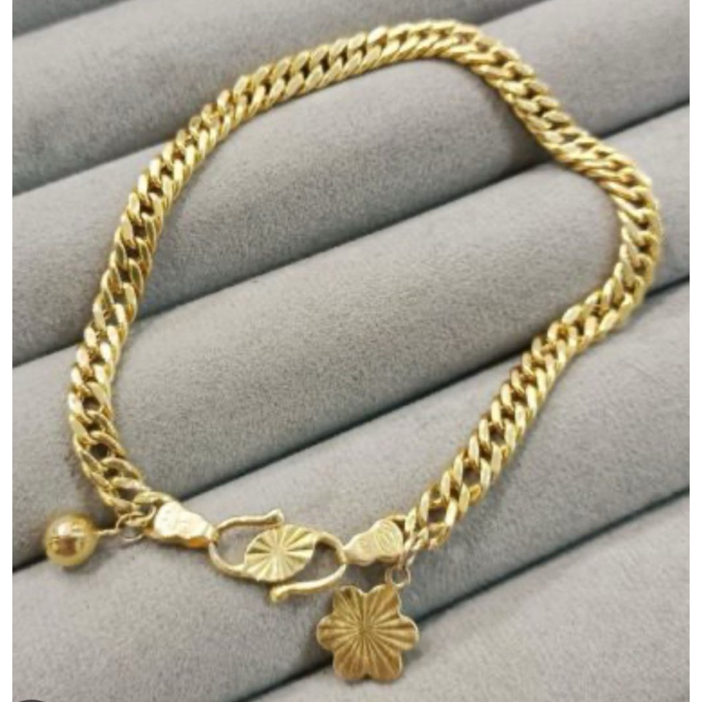 Gelang Emas Muda Asli Model Susun Sirih Bandul