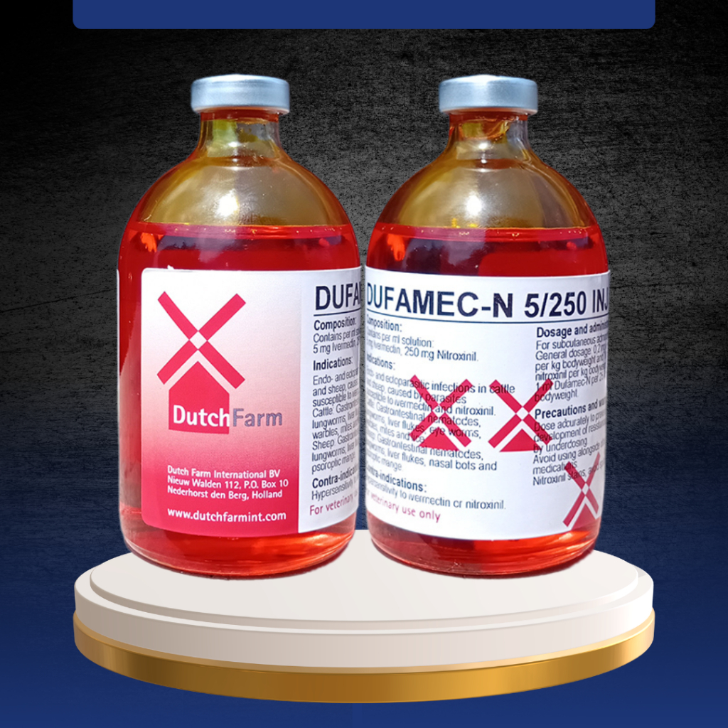 DUFAMEC-N 5/250 INJEKSI 100 ML - Obat Cacing Hati Sapi Kerbau Kambing Domba
