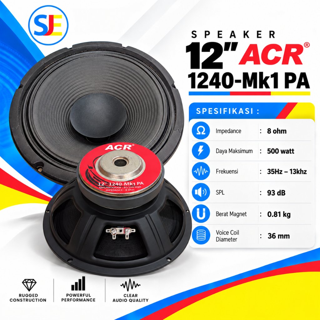 Speaker 12 Inch ACR 1240 / Speaker ACR 1230 Black / Speaker ACR Full Range 12 Inch 1225