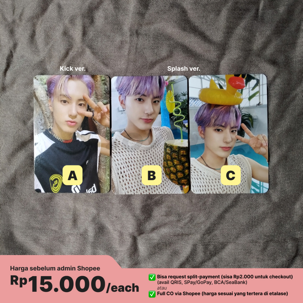 [bisa each] photocard pc eric bebek nanas peace kick & splash ver. the boyz tbz album thrill-ing thr
