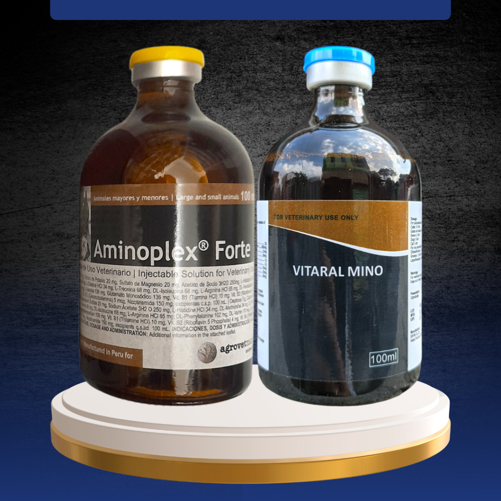 AMINOPLEX FORTE & VITARAL MINO 100 ML - Untuk Stres, Shock, Muntah, Diare Dll Pada Hewan Ternak.