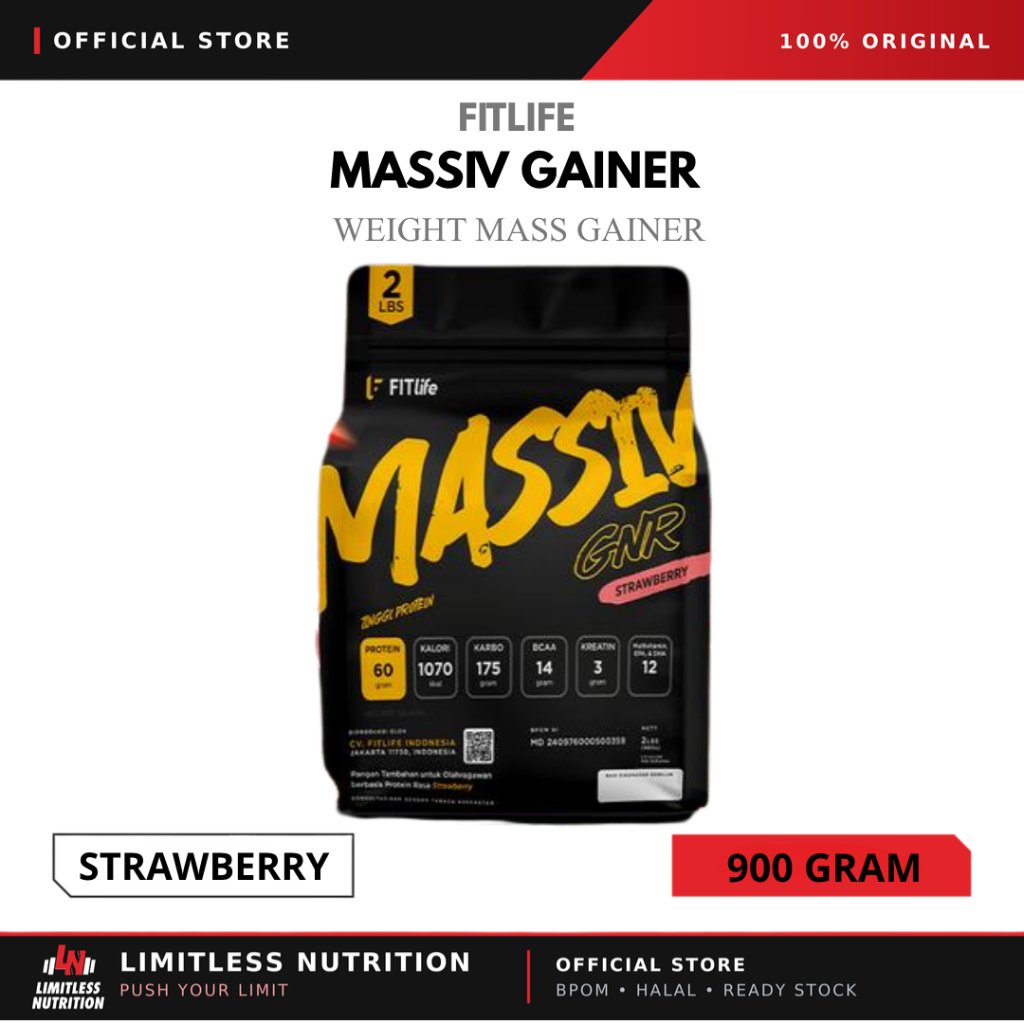 Fitlife Massiv Gainer Mass Gainer 2Lbs Susu Penambah Berat badan  Mass Gainer orignial Massiv