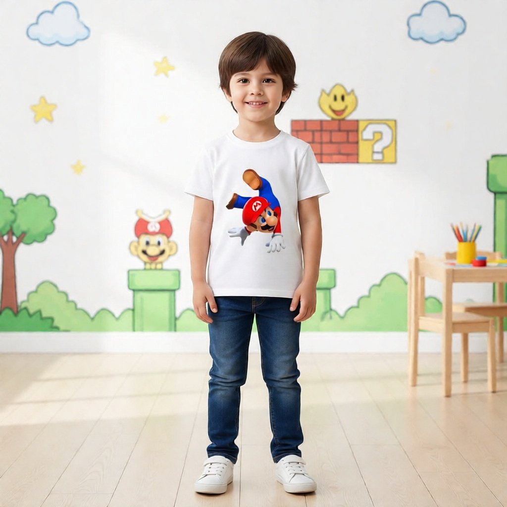 Baju Kaos Tshirt T Shirt Pria Laki Cowok Cewek Perempuan Unisex Anak Dewasa Game Super Mario Luigi B