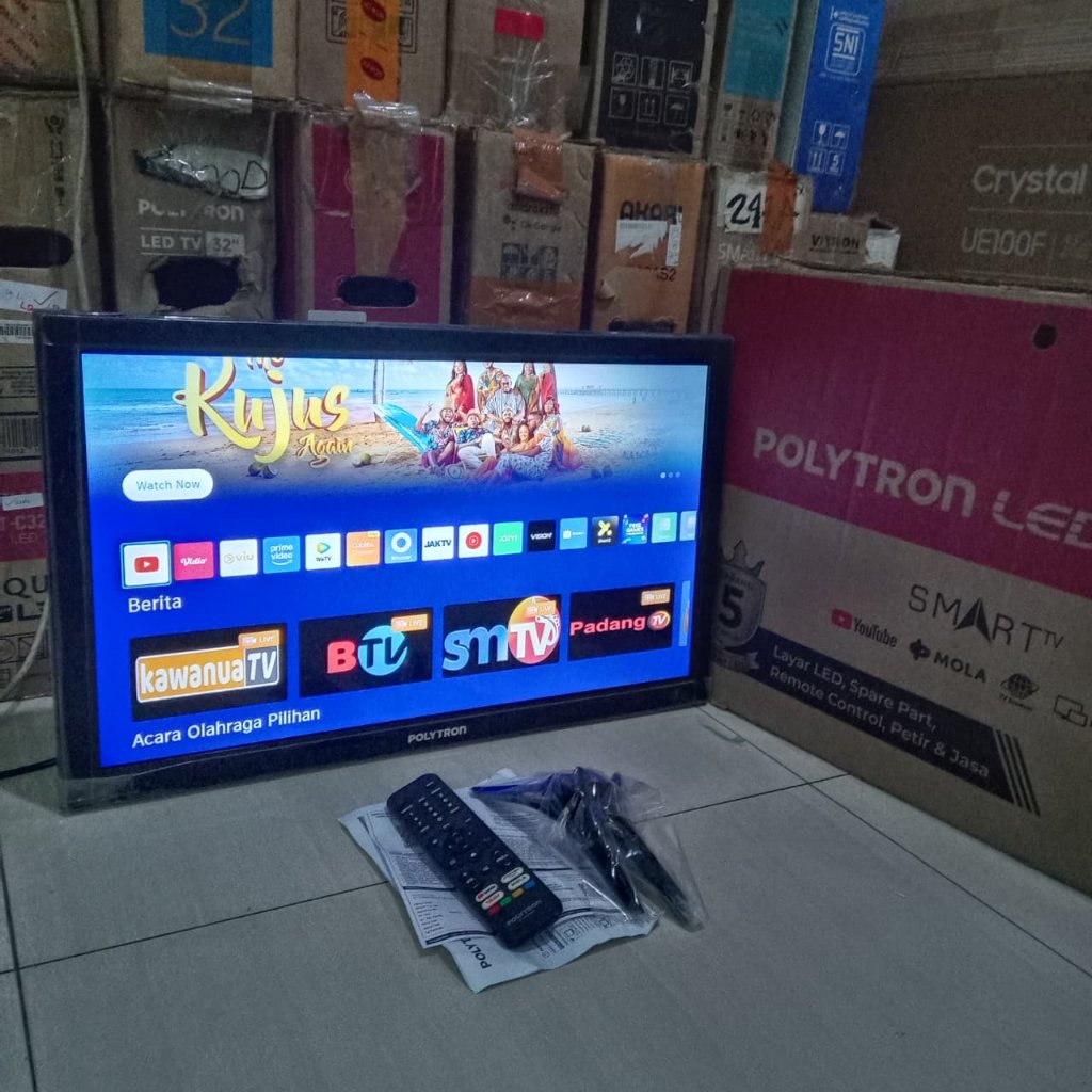 SMART TV LED POLYTRON 24 INC BISA YOUTUBE SIAP PAKAI TANPA STB MASIH SEGEL ORI (468A6)
