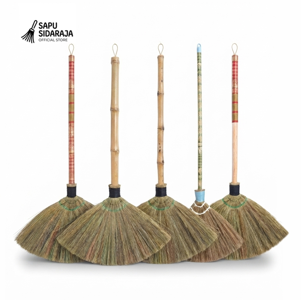 Sapu Sidaraja -  Sapu Rayung Ceblok Asli Varian Gagang Bambu Cendani, Kayu, dan Rotan